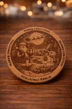 6pc 4"diameter Engraved Cork Coaster