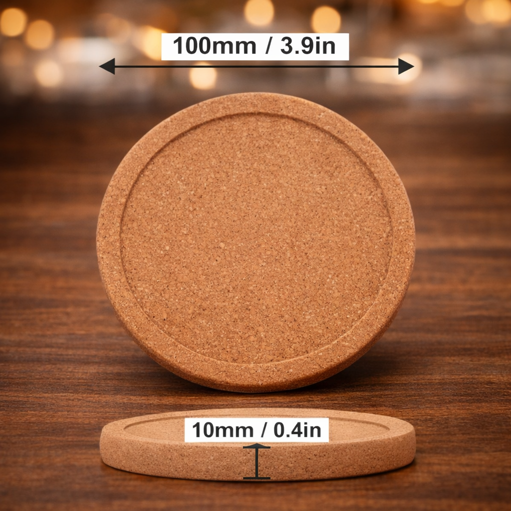 6pc 4"diameter Engraved Cork Coaster