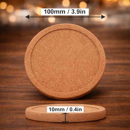 6pc 4"diameter Engraved Cork Coaster