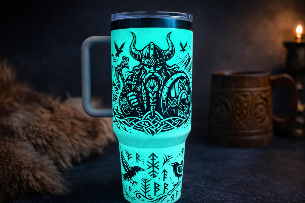 Viking 40oz Full Wrap Glow in the dark Tumbler