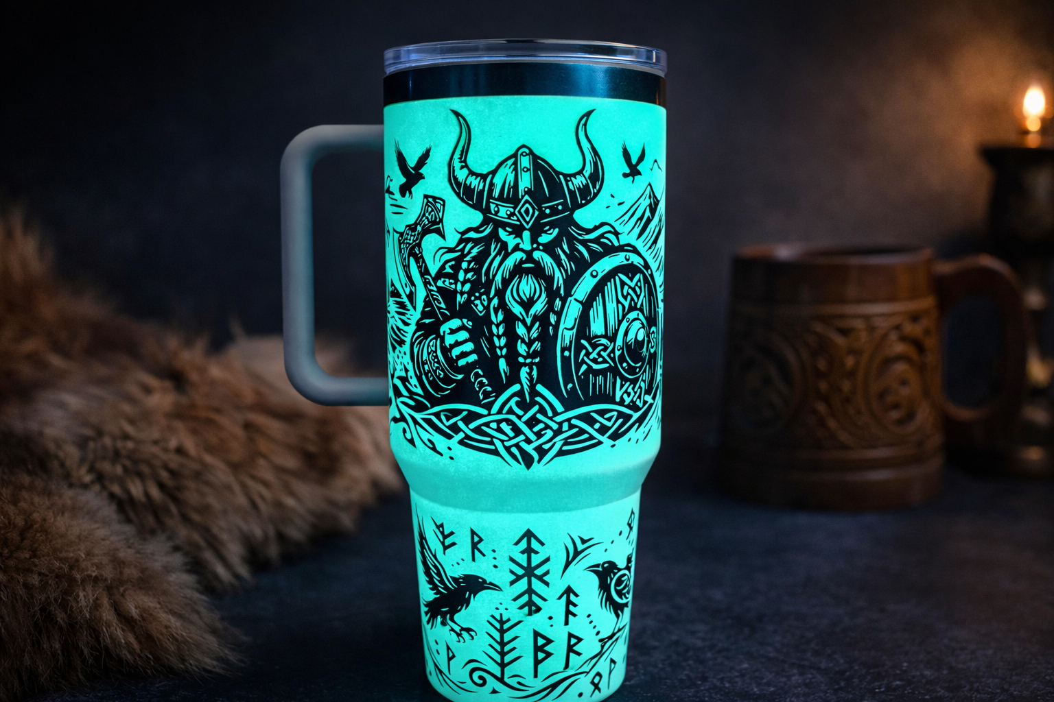 Viking 40oz Full Wrap Glow in the dark Tumbler