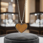 Wood & Stainless Steel Heart Necklace