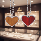 Wood & Stainless Steel Heart Necklace