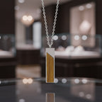 Wood & Stainless Steel Vertical Bar Necklace
