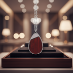 Wood & Stainless Steel Teardrop Necklace
