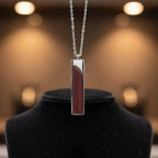 Wood & Stainless Steel Vertical Bar Necklace