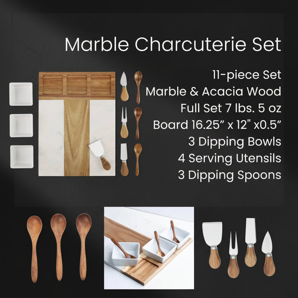 Marble Charcuterie Board Set